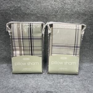 Vtg Target Home Sage Plaid Standard Pillow Shams Set of 2 Cotton Rich New Sealed